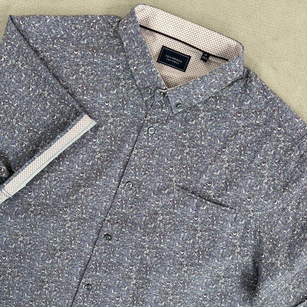7 Diamonds 4 Way Stretch Performance Shirt in Multi Floral Men XXL Flip Cuffs